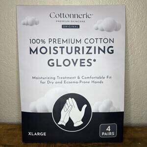 Cottonnerie Moisturizing Gloves XL 4 Pairs 100% Cotton Reusable Washable